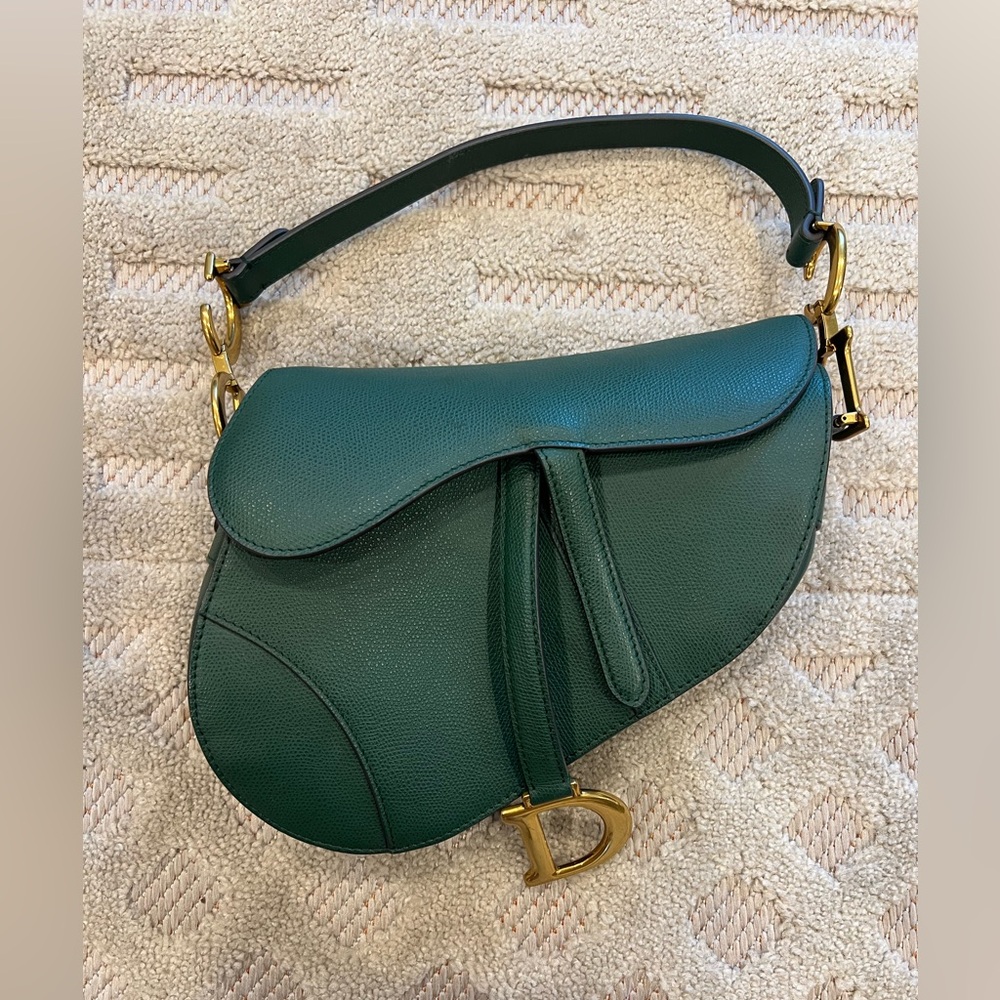 Dior saddle bag in emerald green